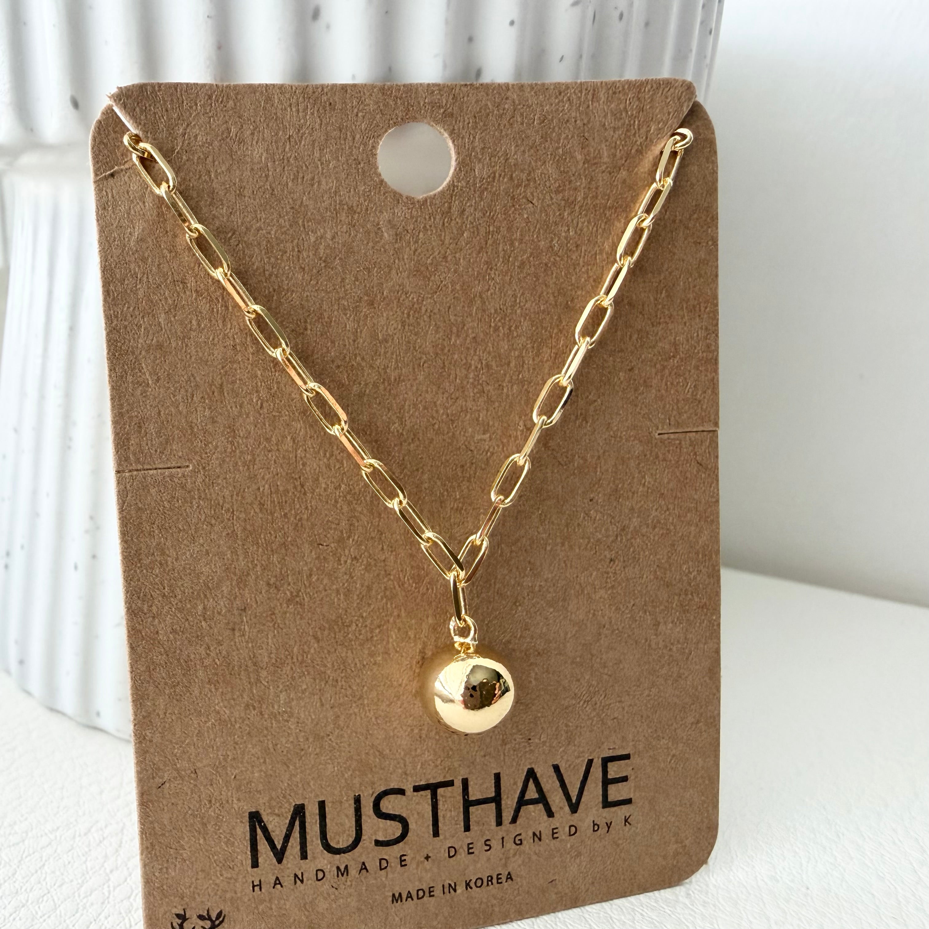 Ball Pendant Paperclip Necklace