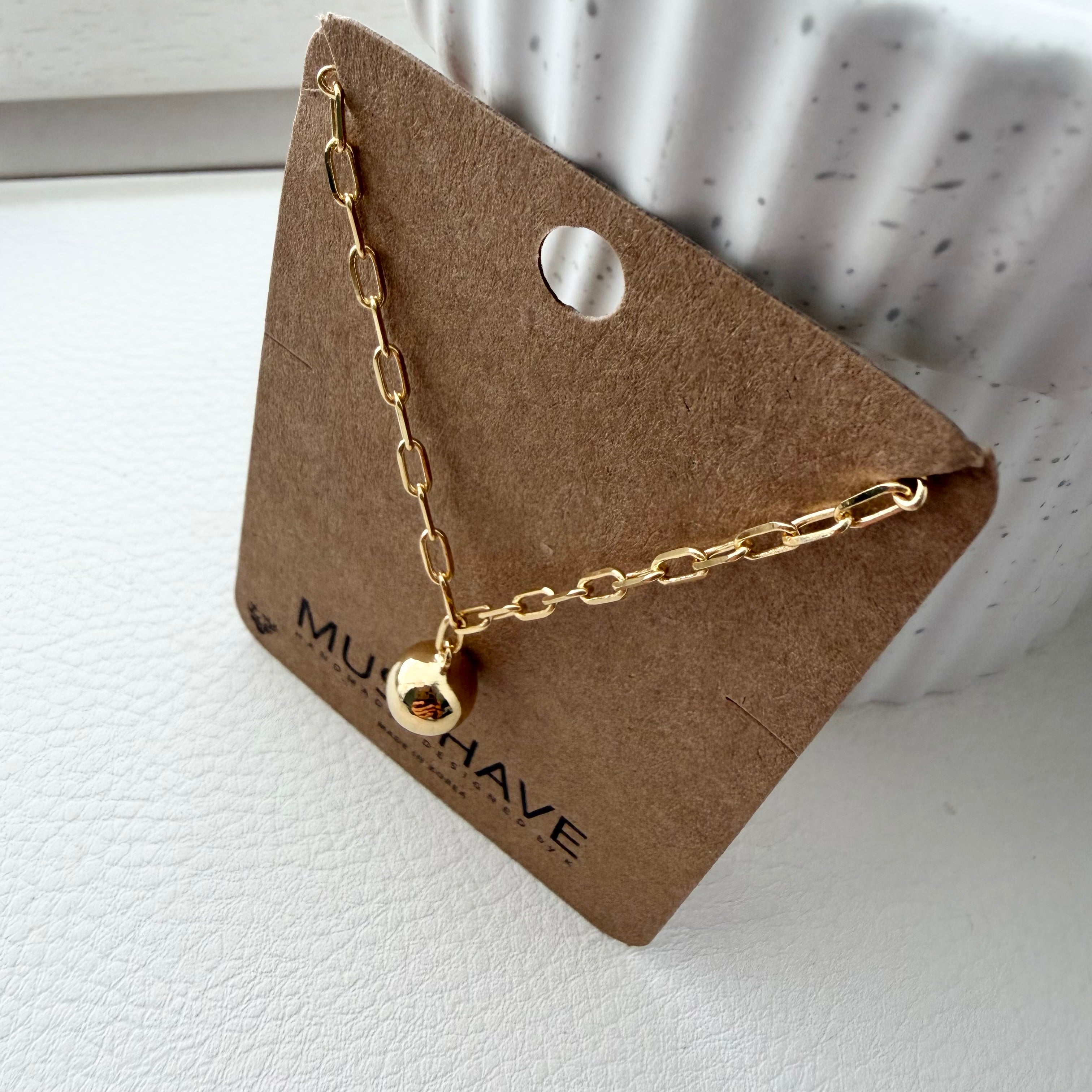 Ball Pendant Paperclip Necklace