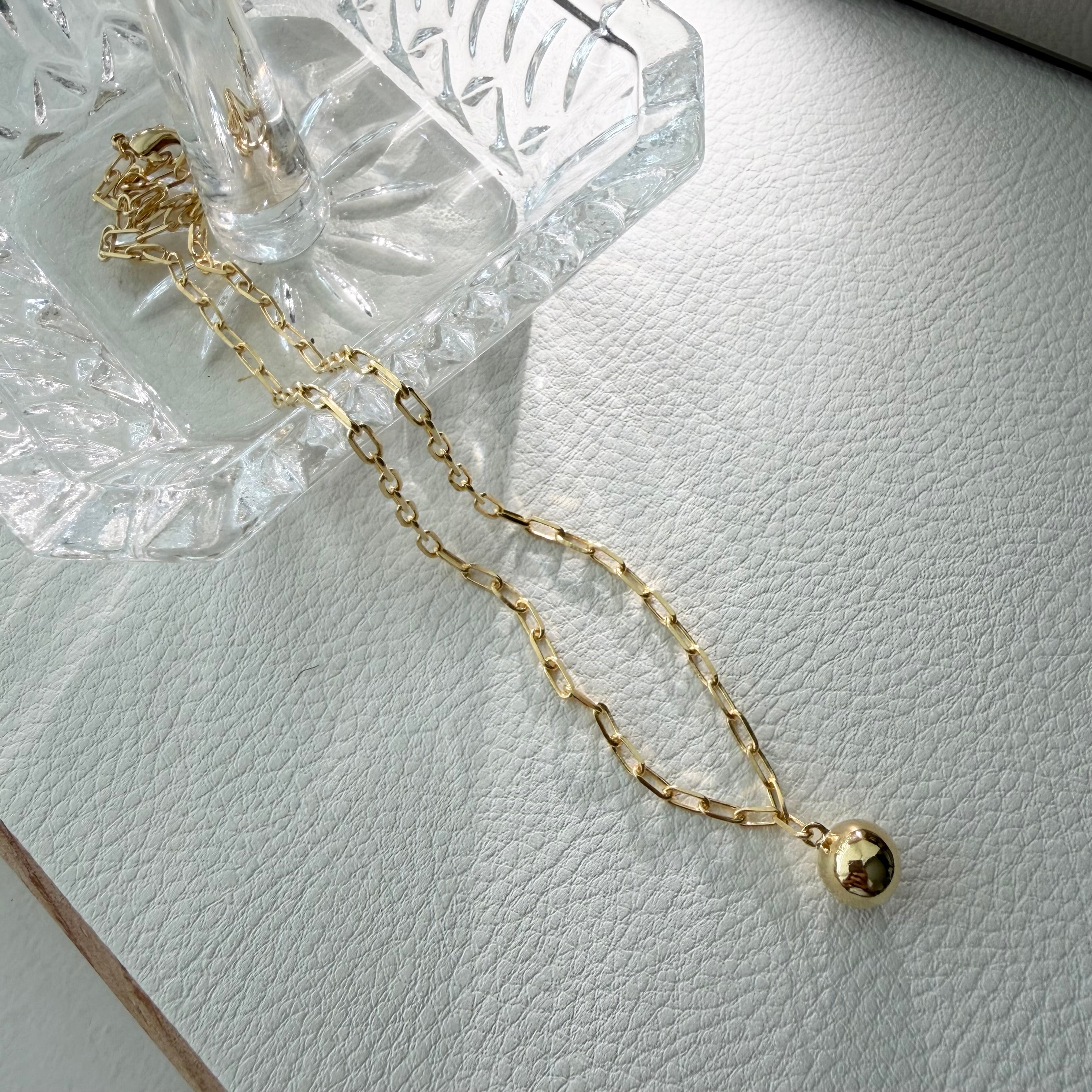 Ball Pendant Paperclip Necklace