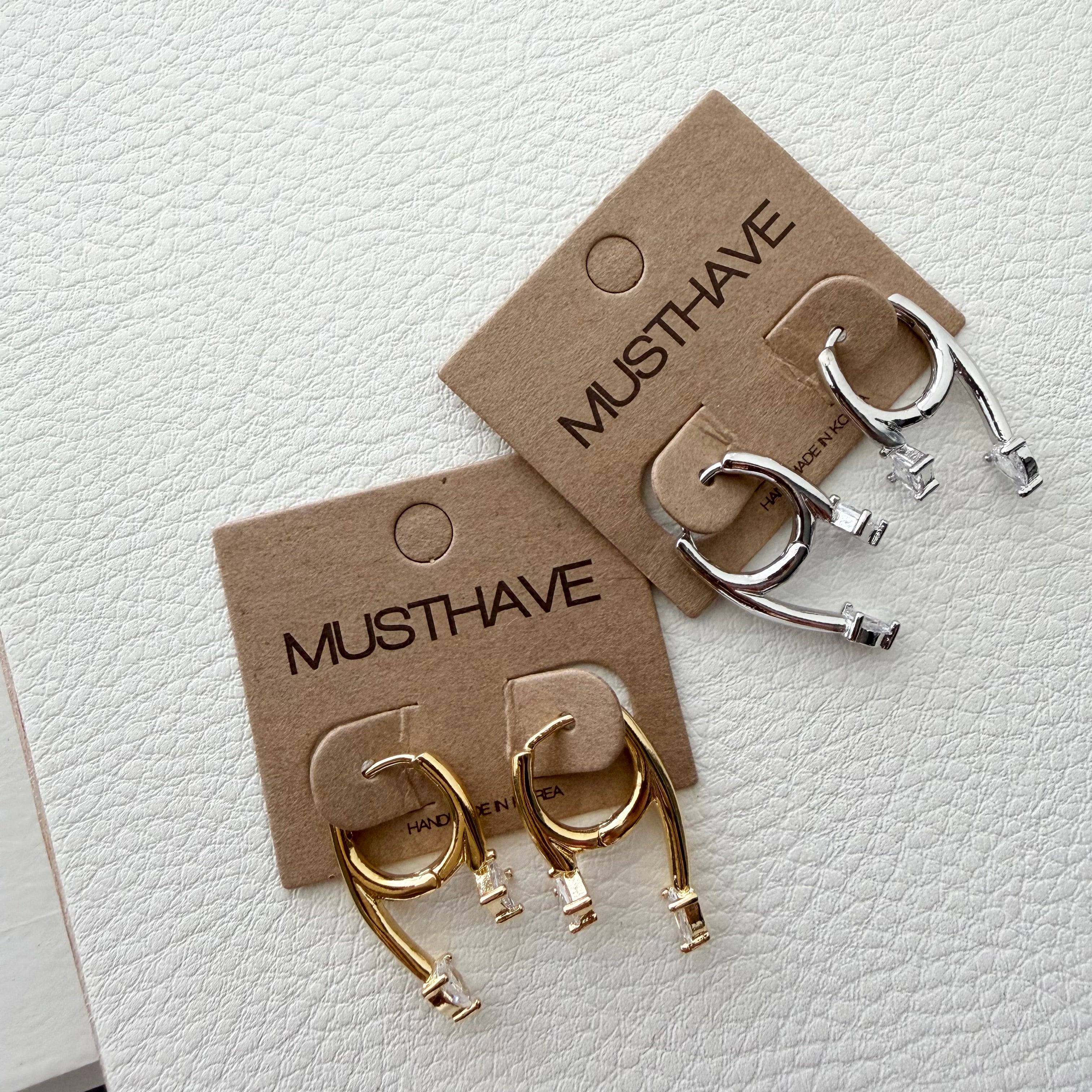 Seeing Double CZ Huggie Hoop Earrings