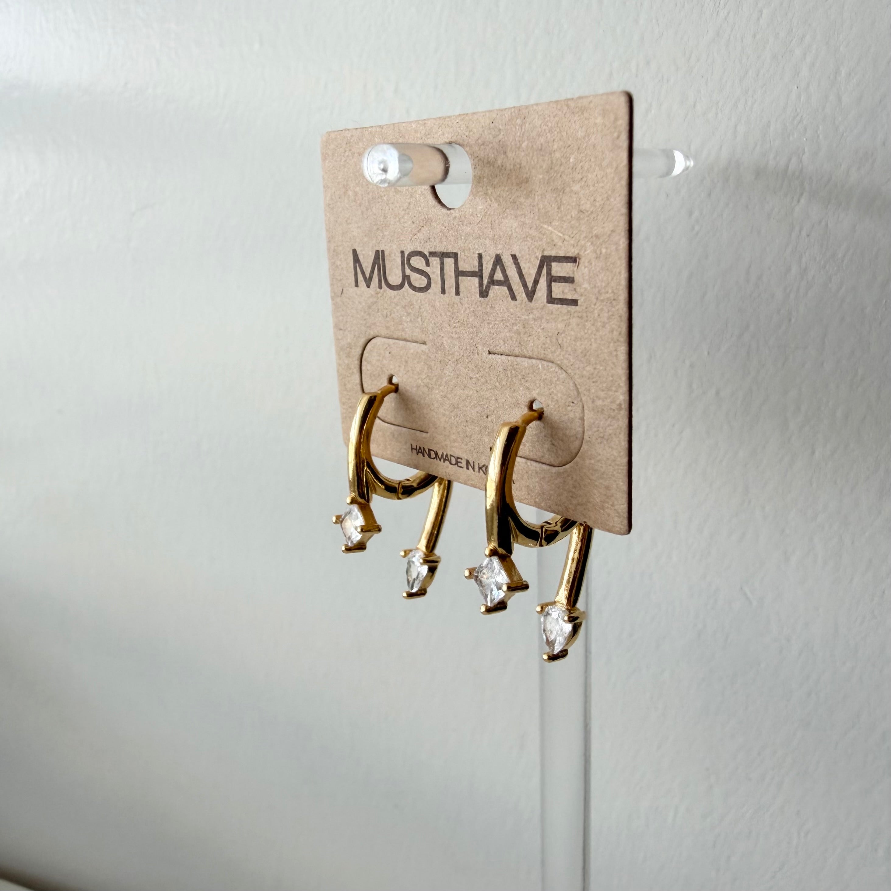 Seeing Double CZ Huggie Hoop Earrings