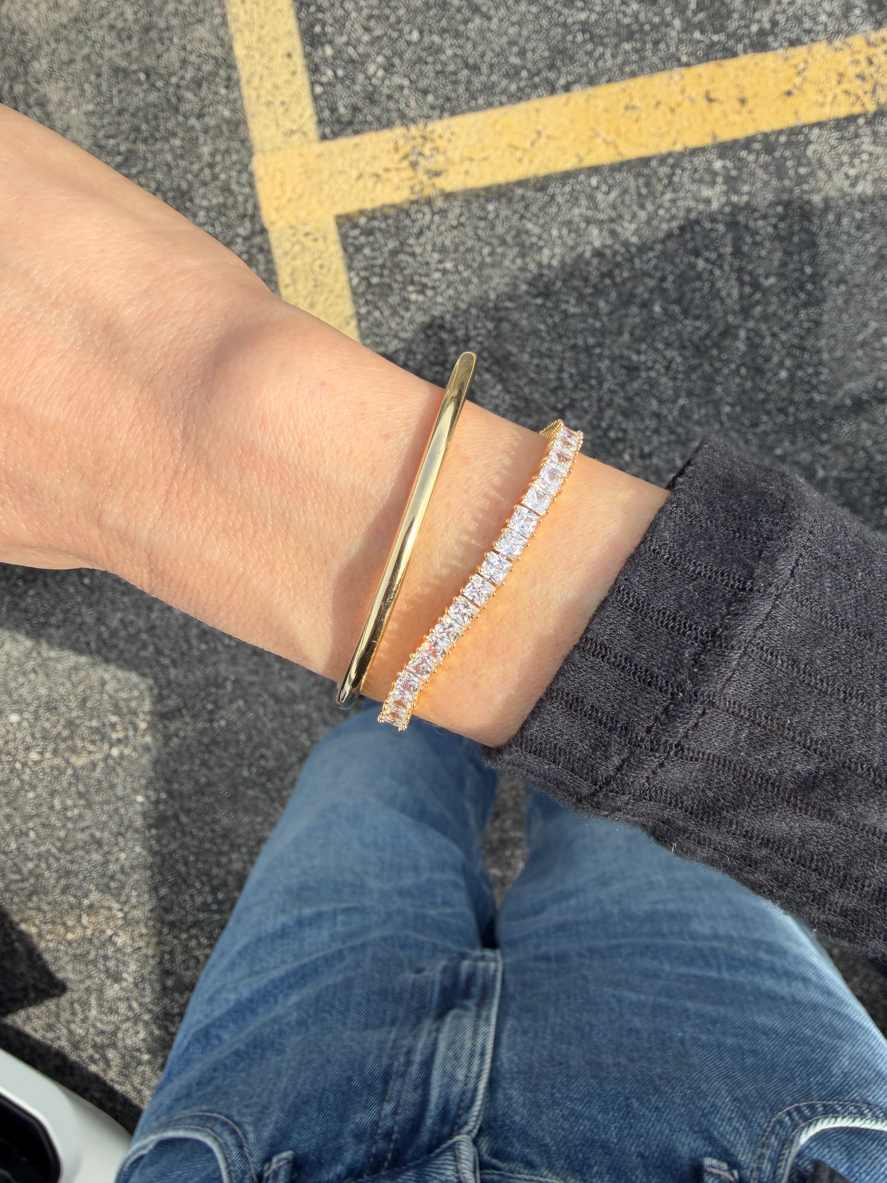 Square Cubic Tennis Bracelet