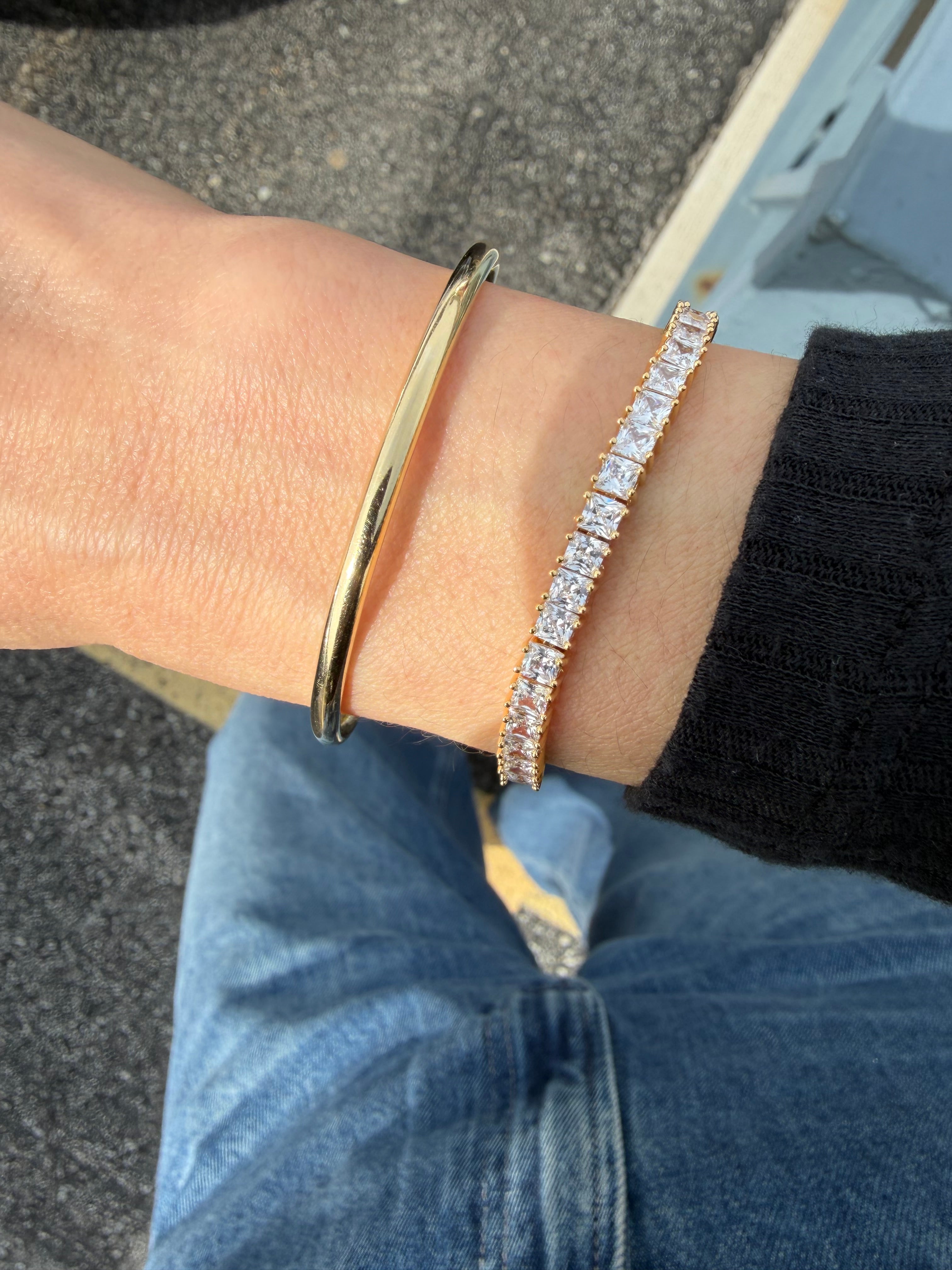 Square Cubic Tennis Bracelet