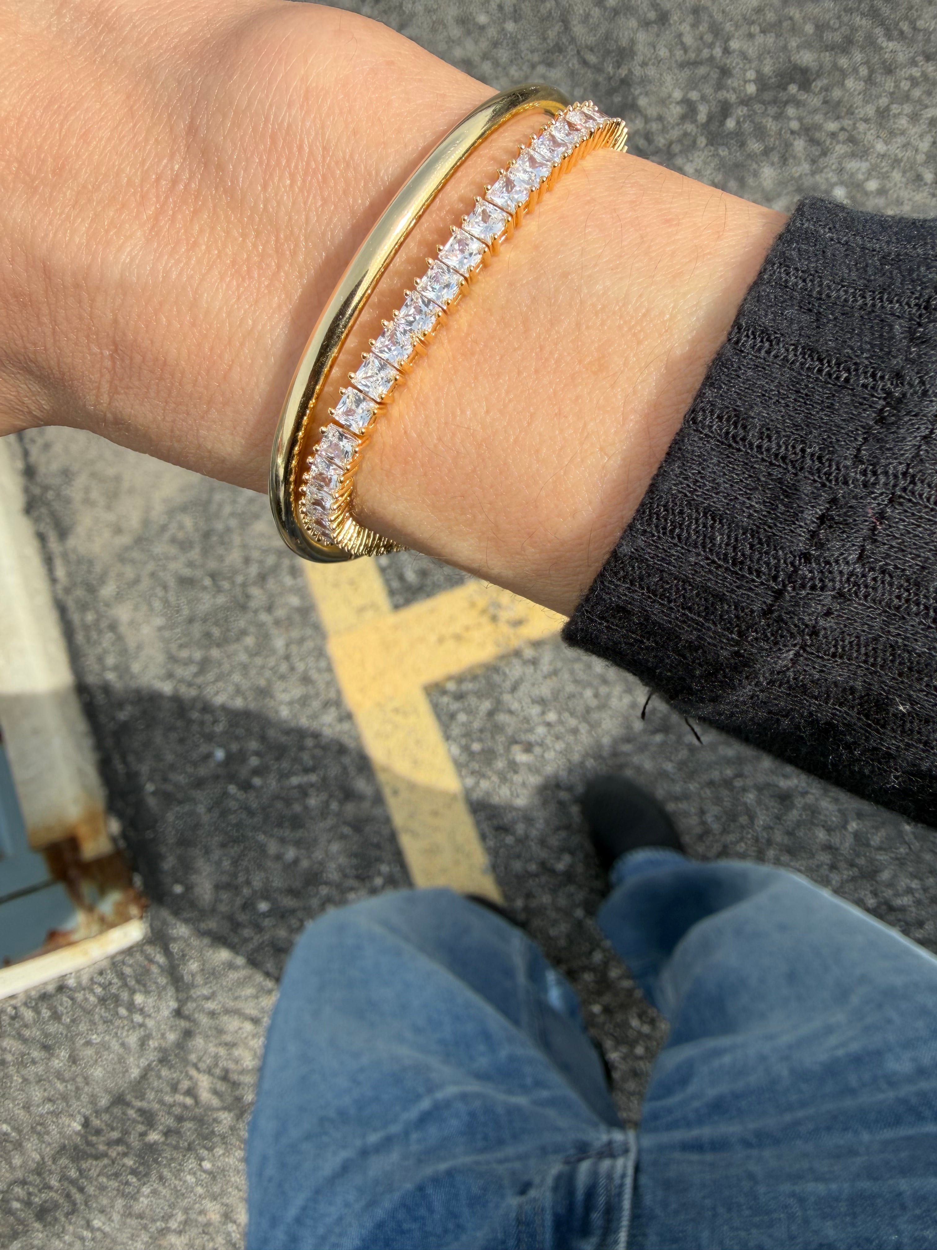 Square Cubic Tennis Bracelet