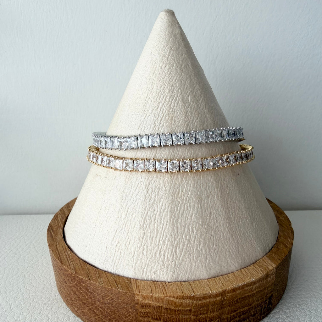 Square Cubic Tennis Bracelet