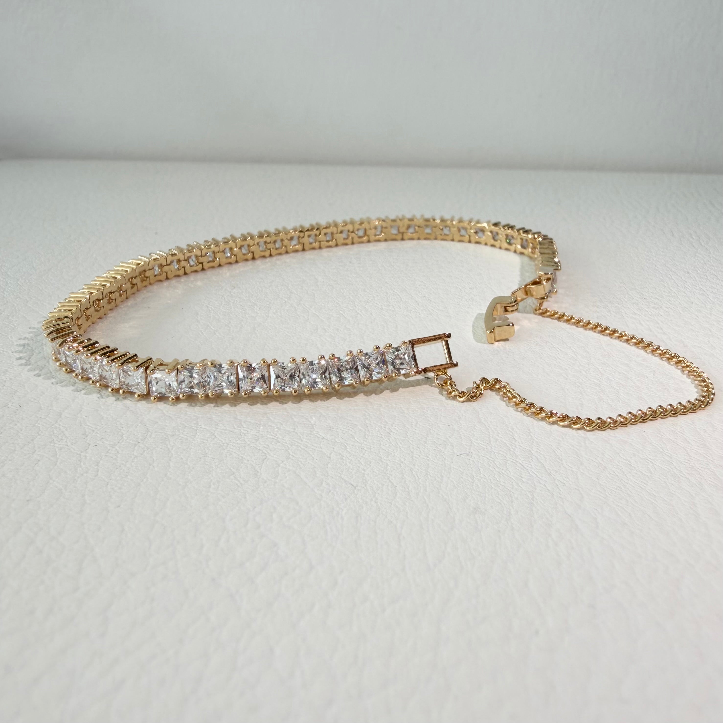 Square Cubic Tennis Bracelet