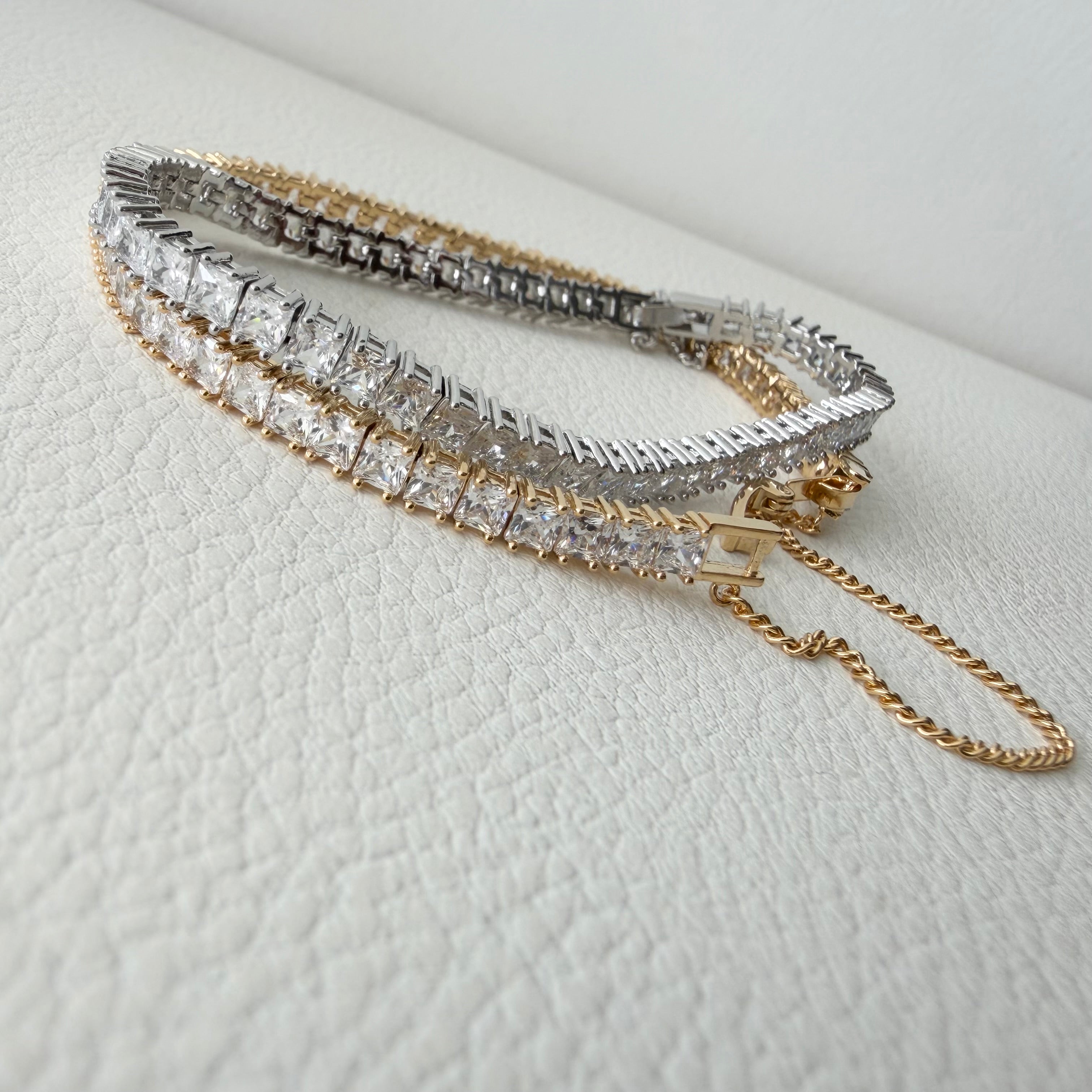 Square Cubic Tennis Bracelet