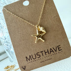Starfish Shell Charm Necklace
