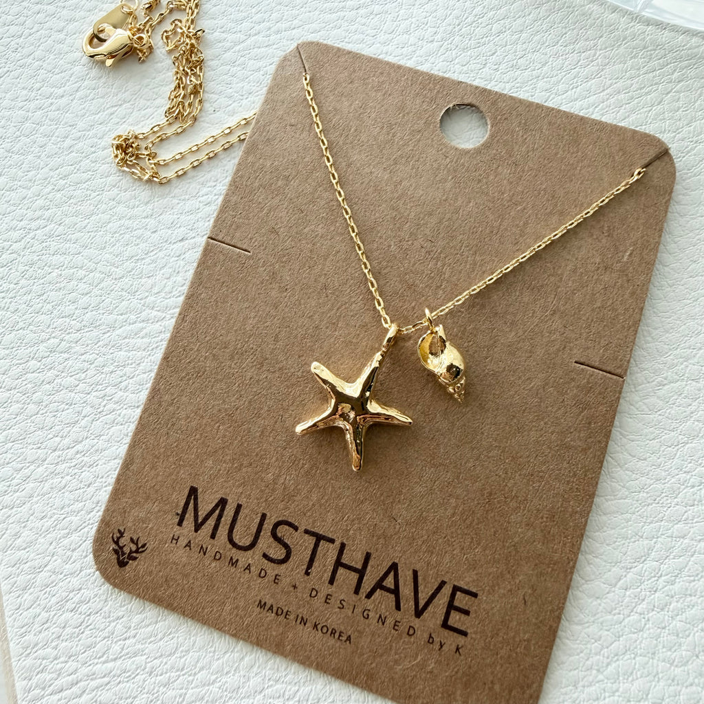 Starfish Shell Charm Necklace