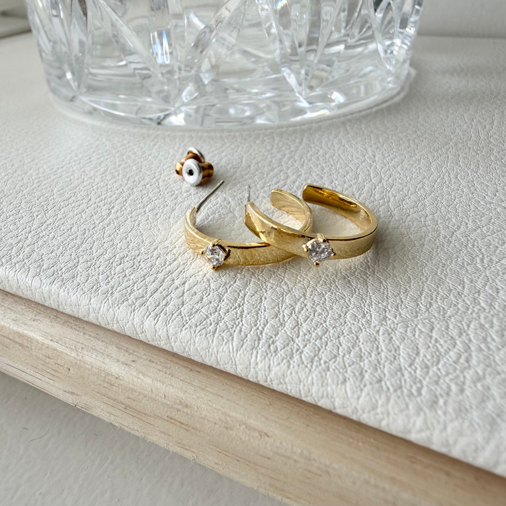 CZ Cigar Hoop Earrings