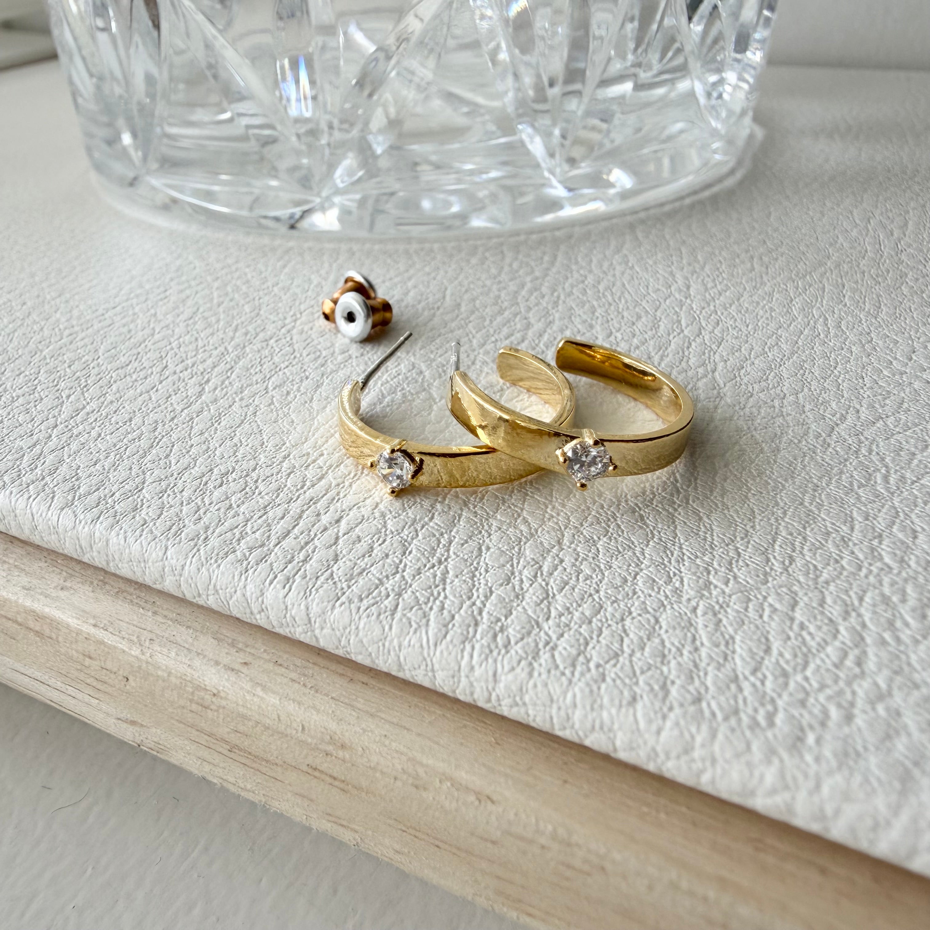 CZ Cigar Hoop Earrings