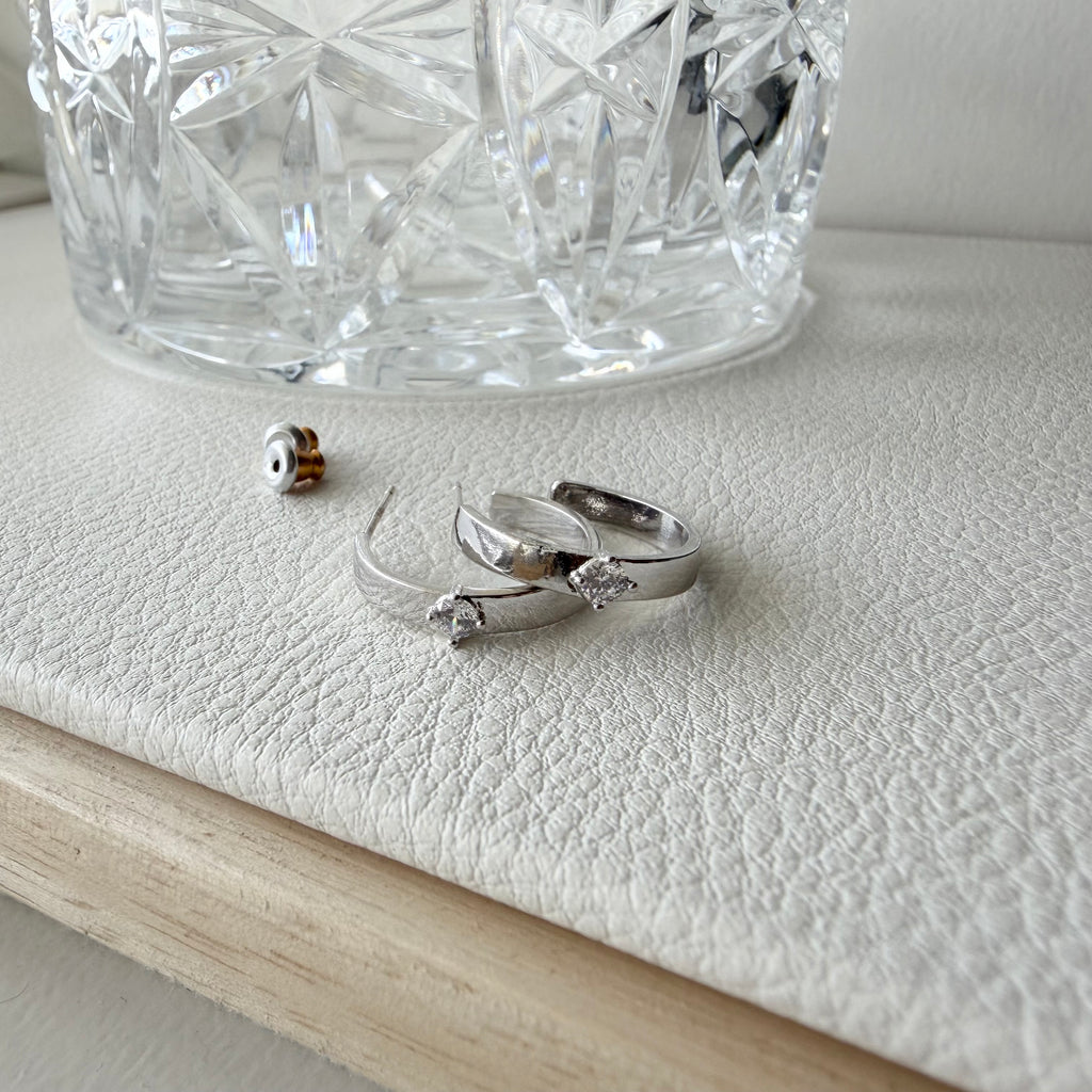 CZ Cigar Hoop Earrings