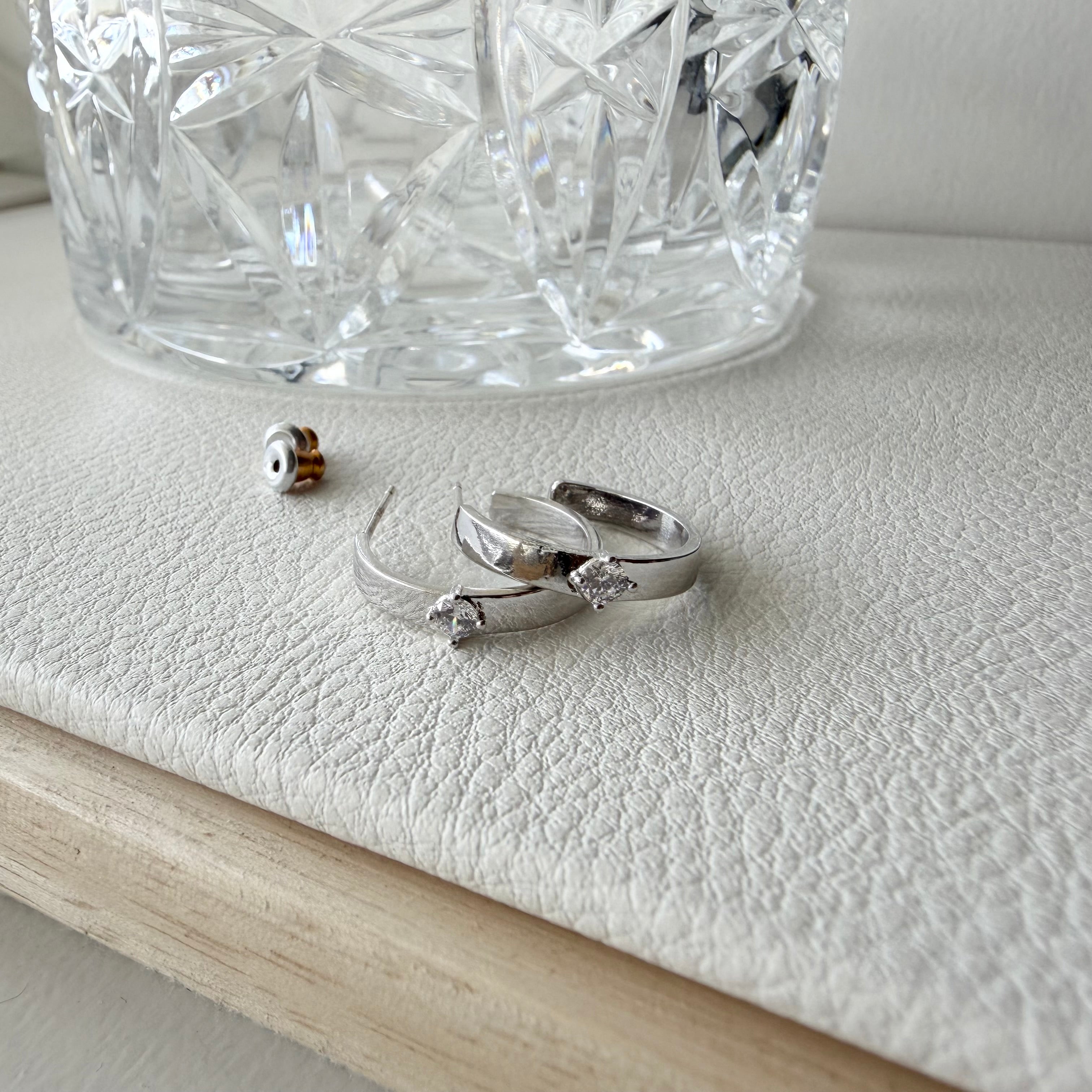 CZ Cigar Hoop Earrings