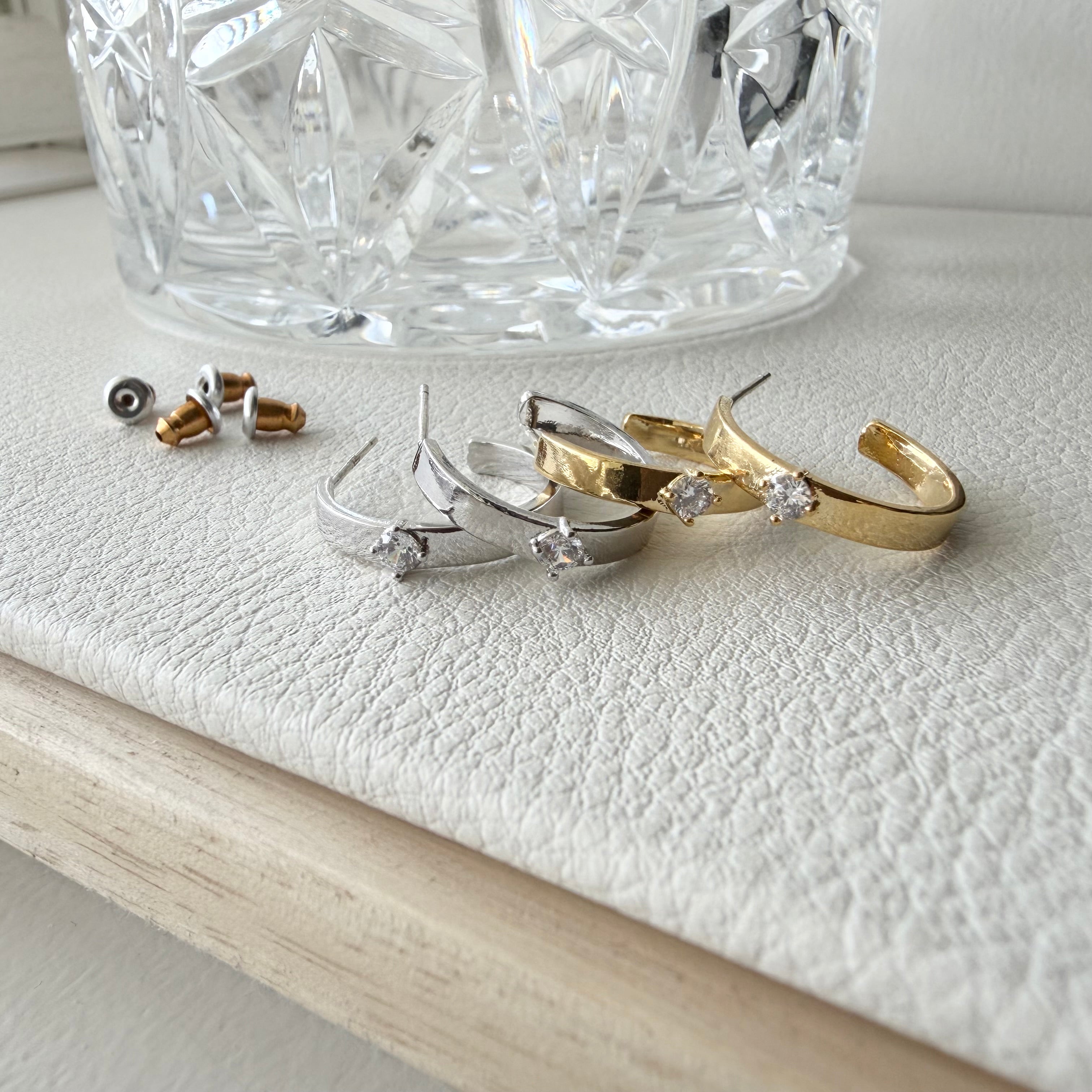 CZ Cigar Hoop Earrings