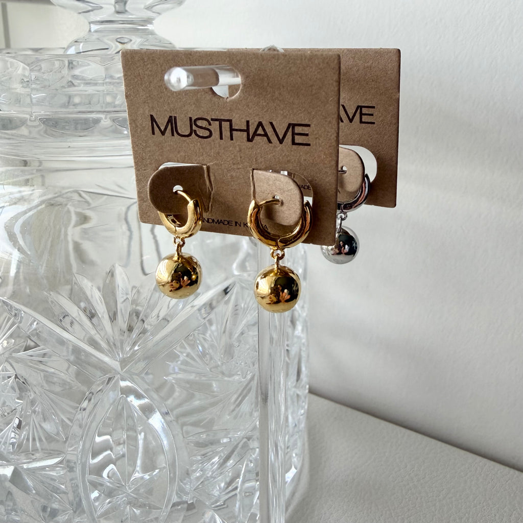 Elliptical Ball Huggie Hoop Earrings