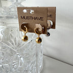 Elliptical Ball Huggie Hoop Earrings