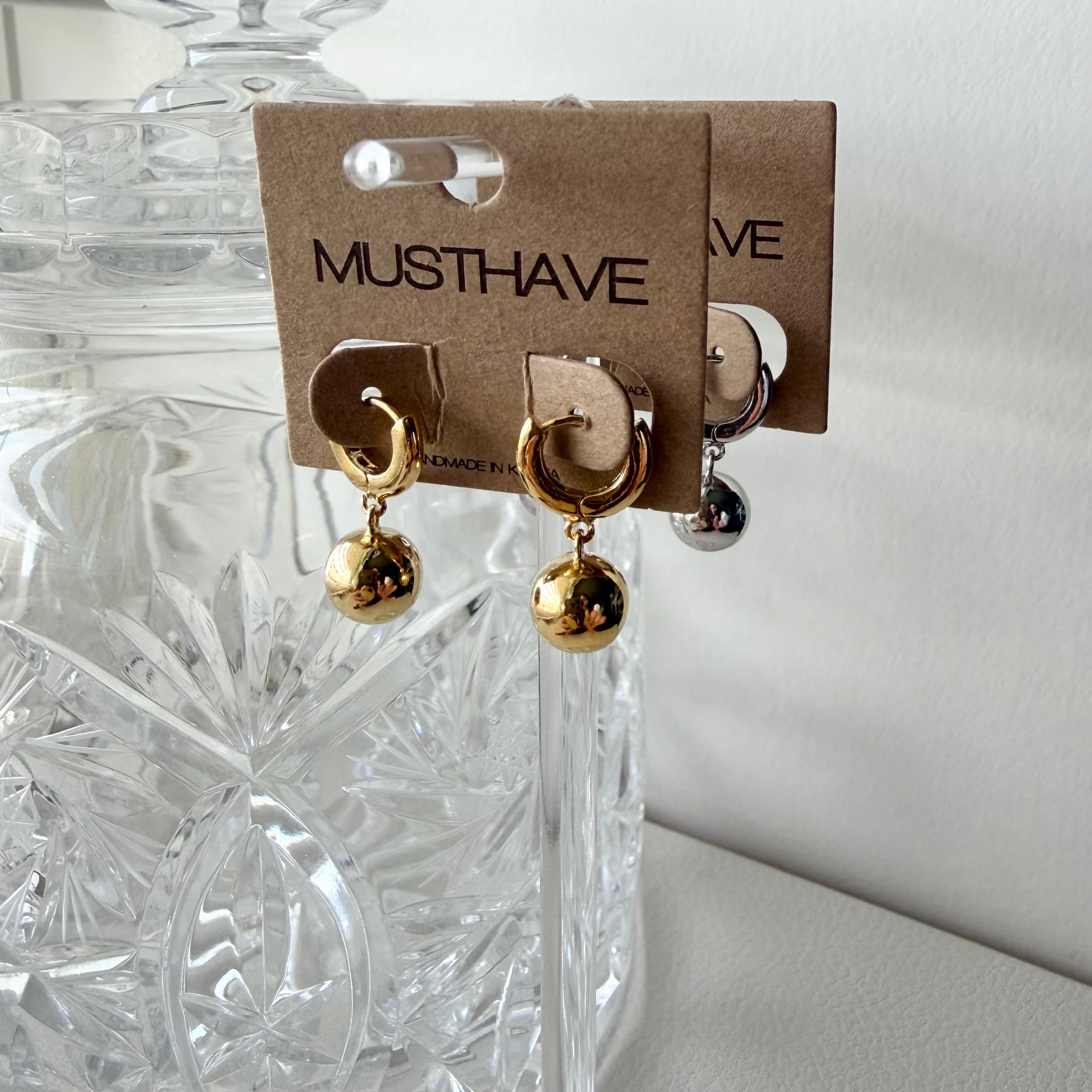 Elliptical Ball Huggie Hoop Earrings