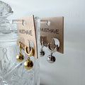Elliptical Ball Huggie Hoop Earrings