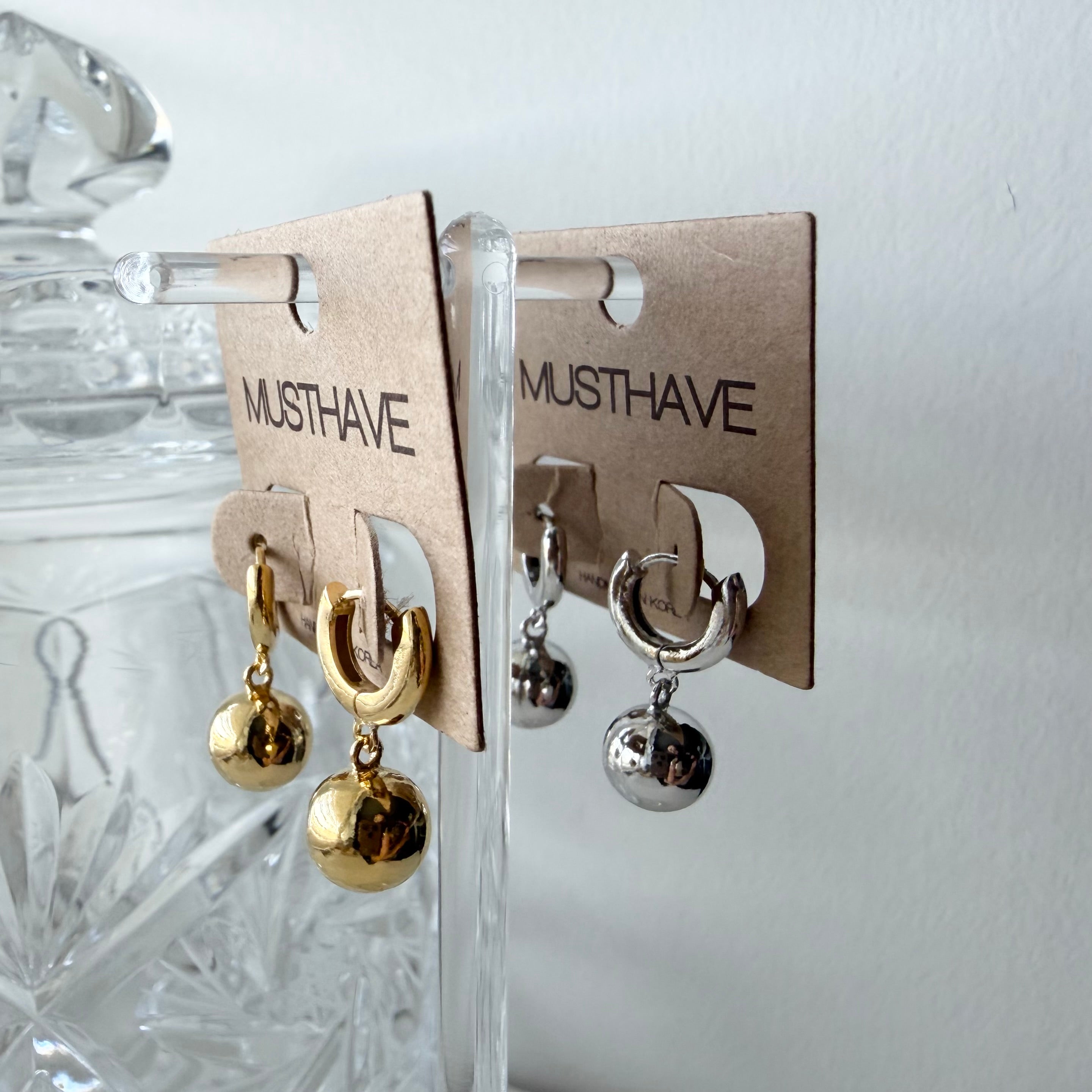 Elliptical Ball Huggie Hoop Earrings