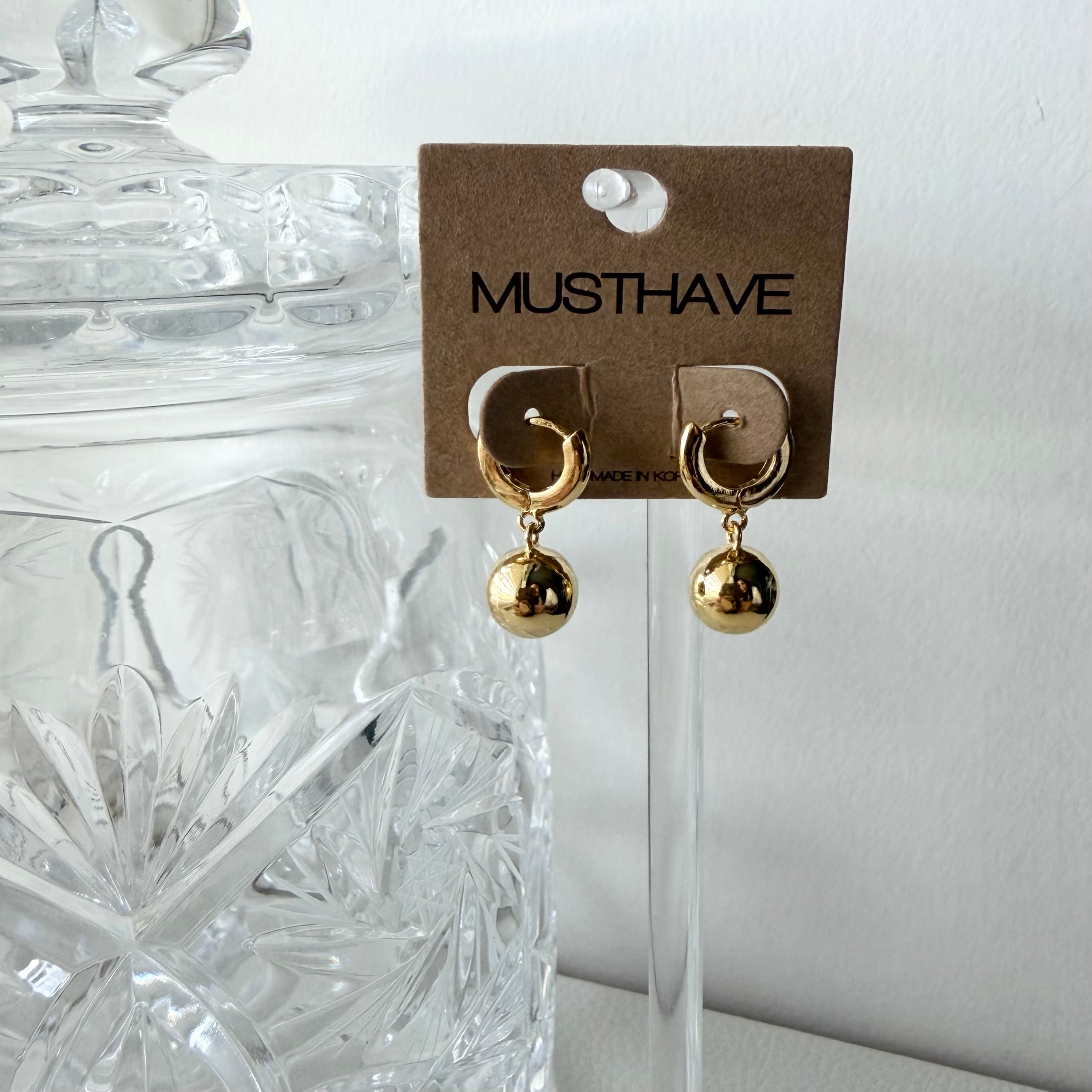 Elliptical Ball Huggie Hoop Earrings