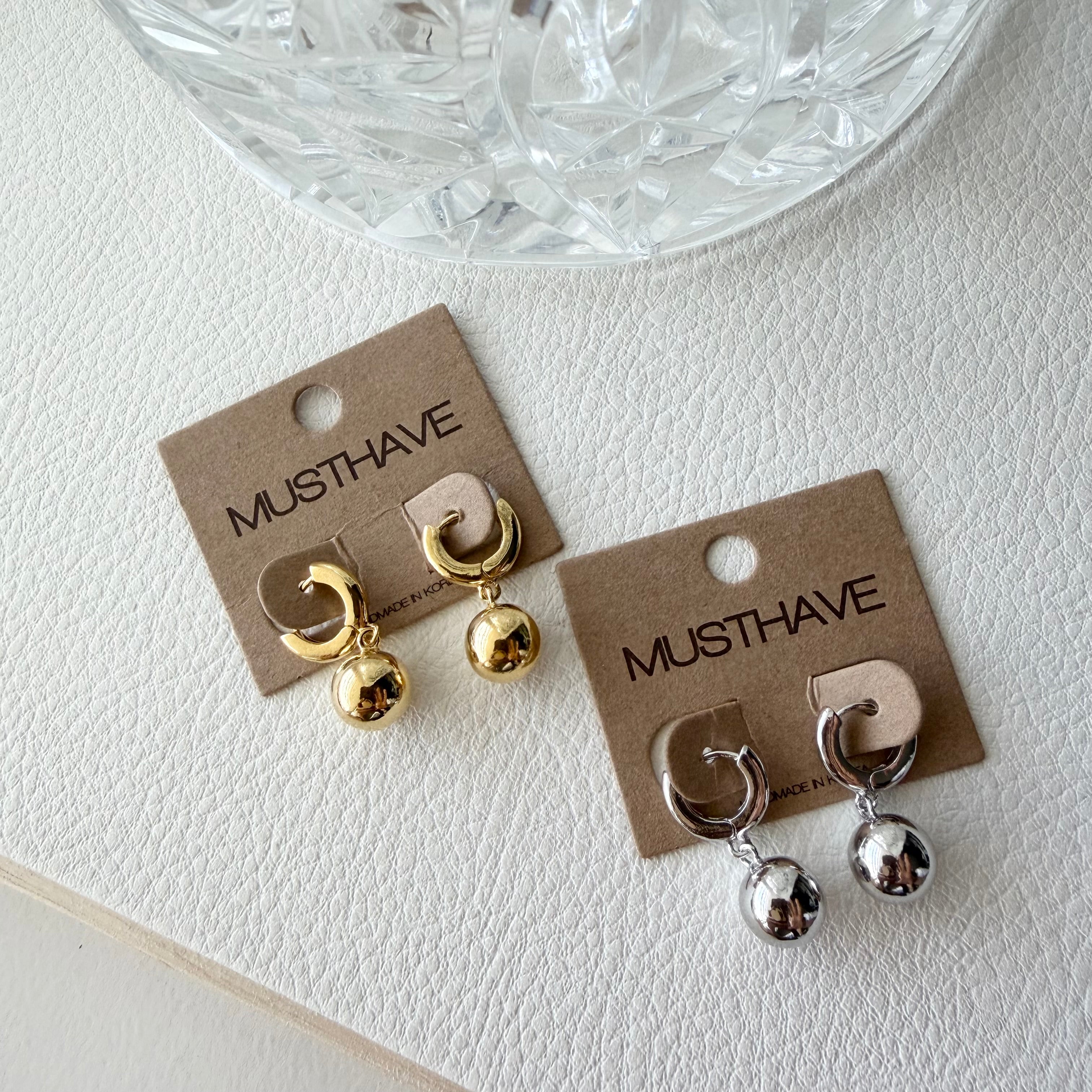 Elliptical Ball Huggie Hoop Earrings