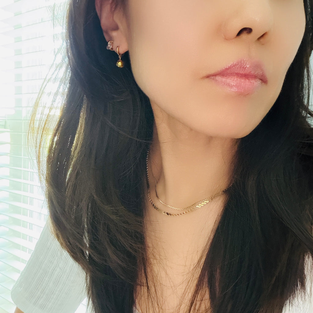 Elliptical Ball Huggie Hoop Earrings