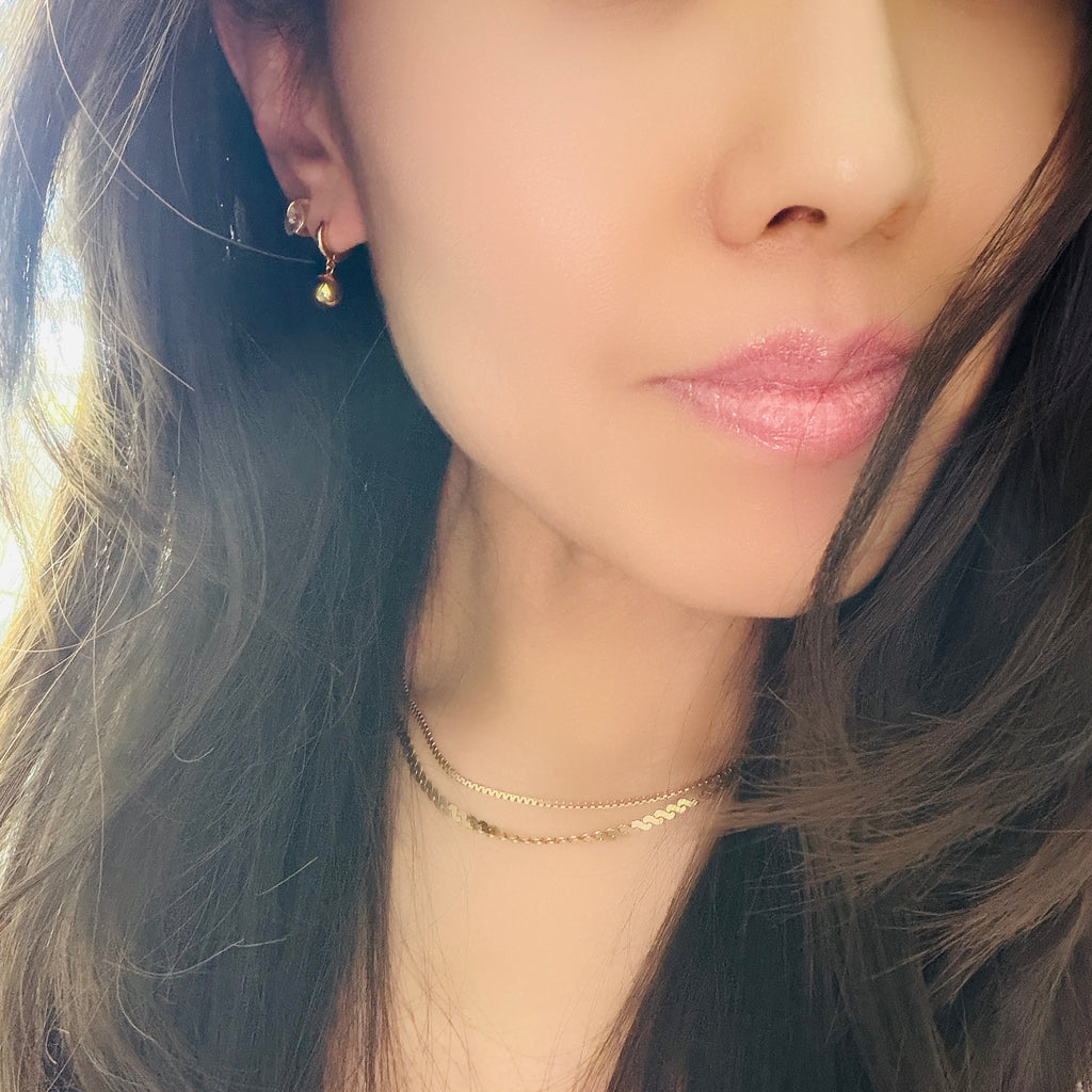 Elliptical Ball Huggie Hoop Earrings
