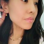 Elliptical Ball Huggie Hoop Earrings