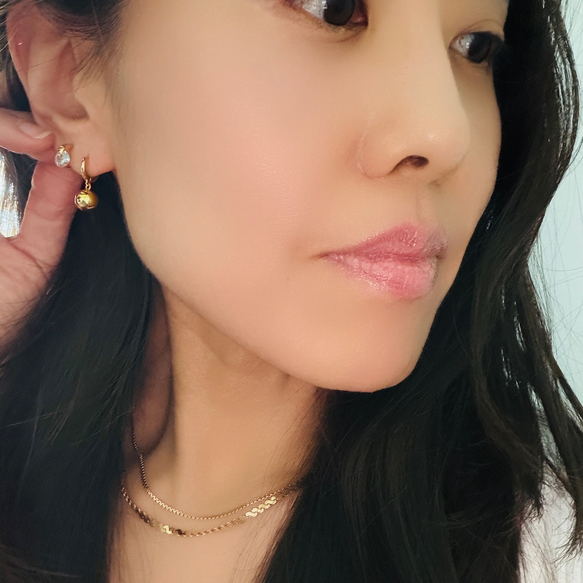 Elliptical Ball Huggie Hoop Earrings