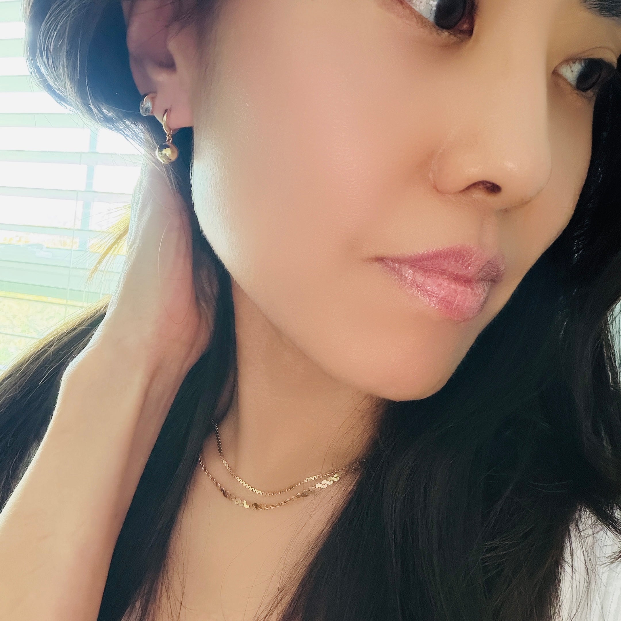 Elliptical Ball Huggie Hoop Earrings