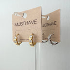 Bezel Huggie Hoop Earrings