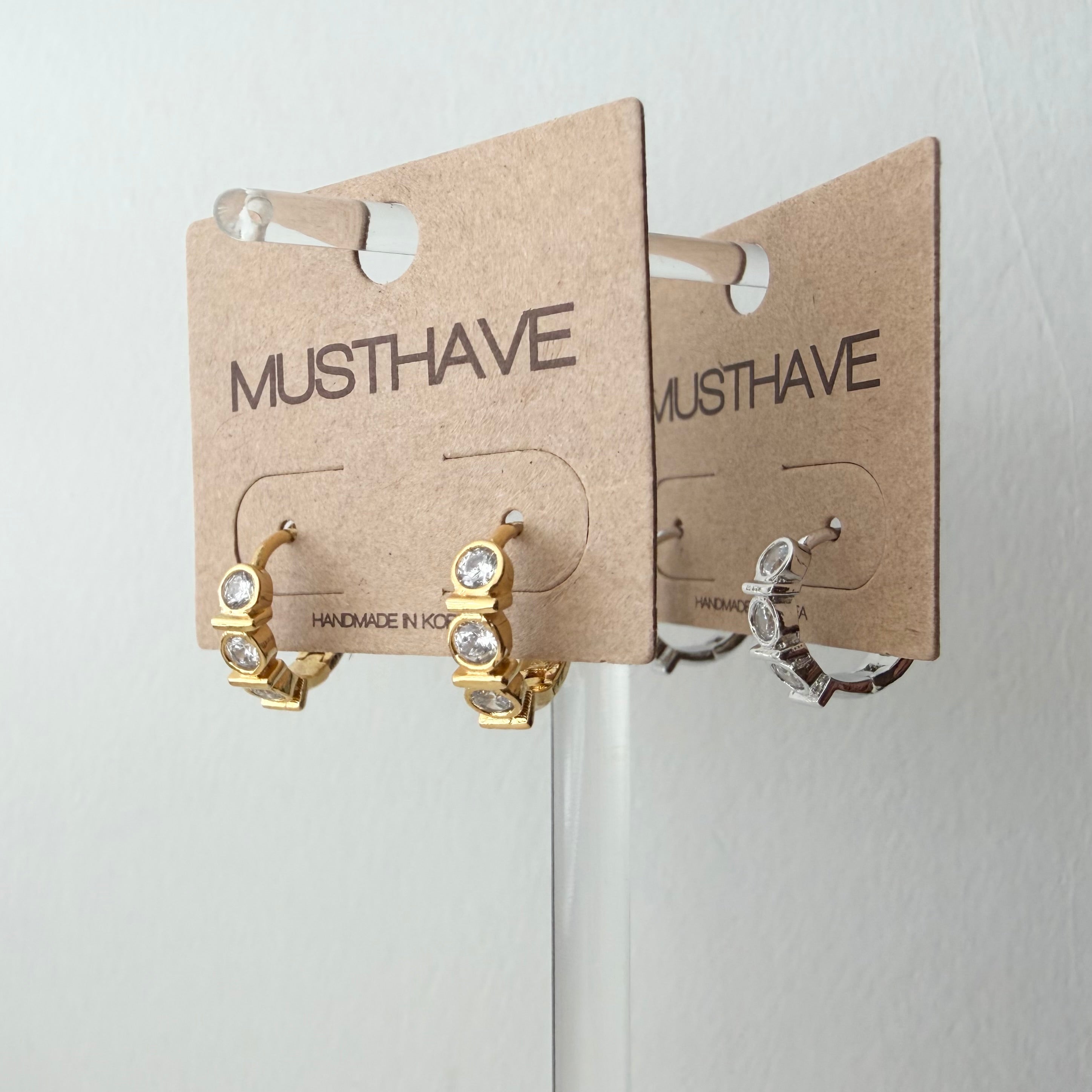 Bezel Huggie Hoop Earrings