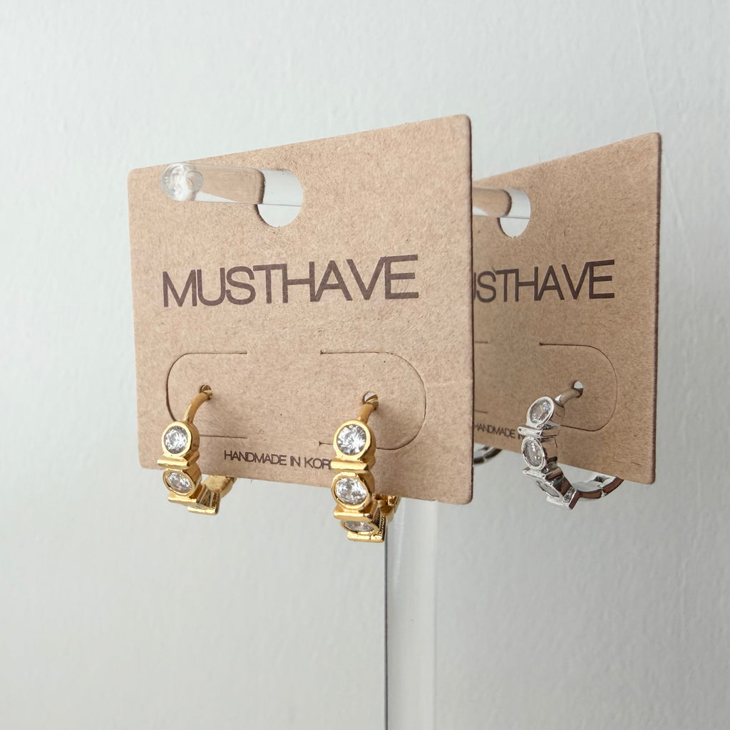 Bezel Huggie Hoop Earrings