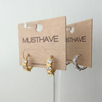 Bezel Huggie Hoop Earrings