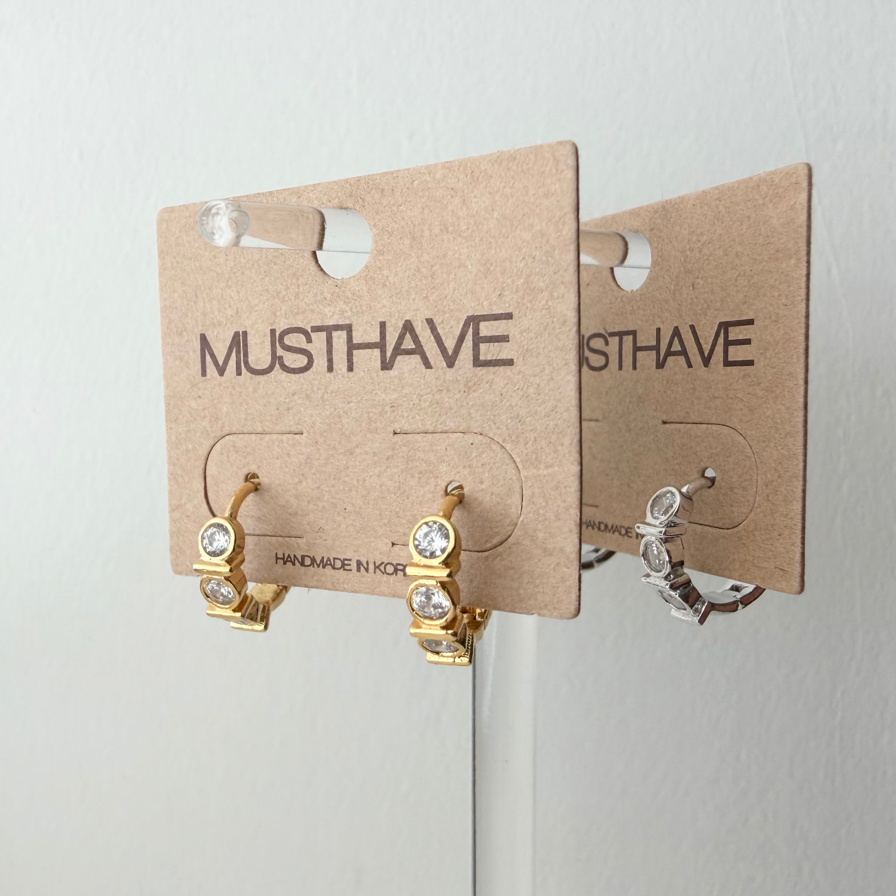 Bezel Huggie Hoop Earrings
