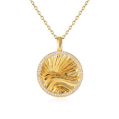 Sun & Wave Fluted Medallion Necklace