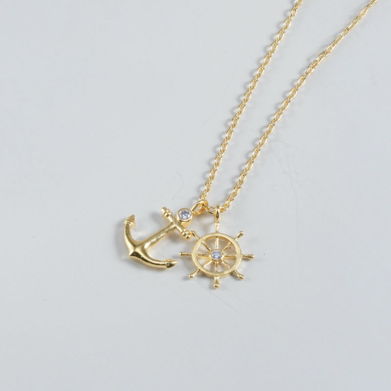 Anchor and Ship Wheel Charm Necklace