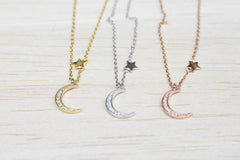 Crescent Moon & Star Necklace