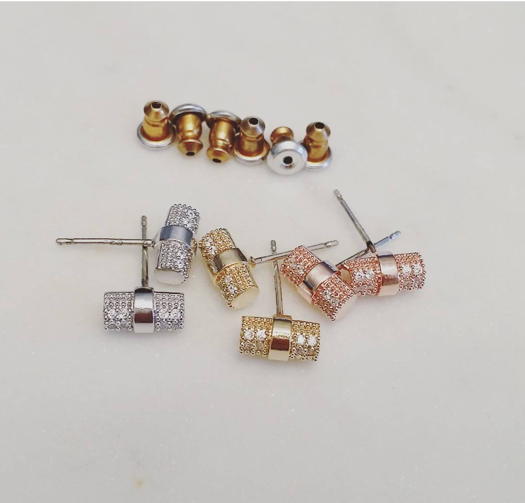 Pave Barrel Earrings