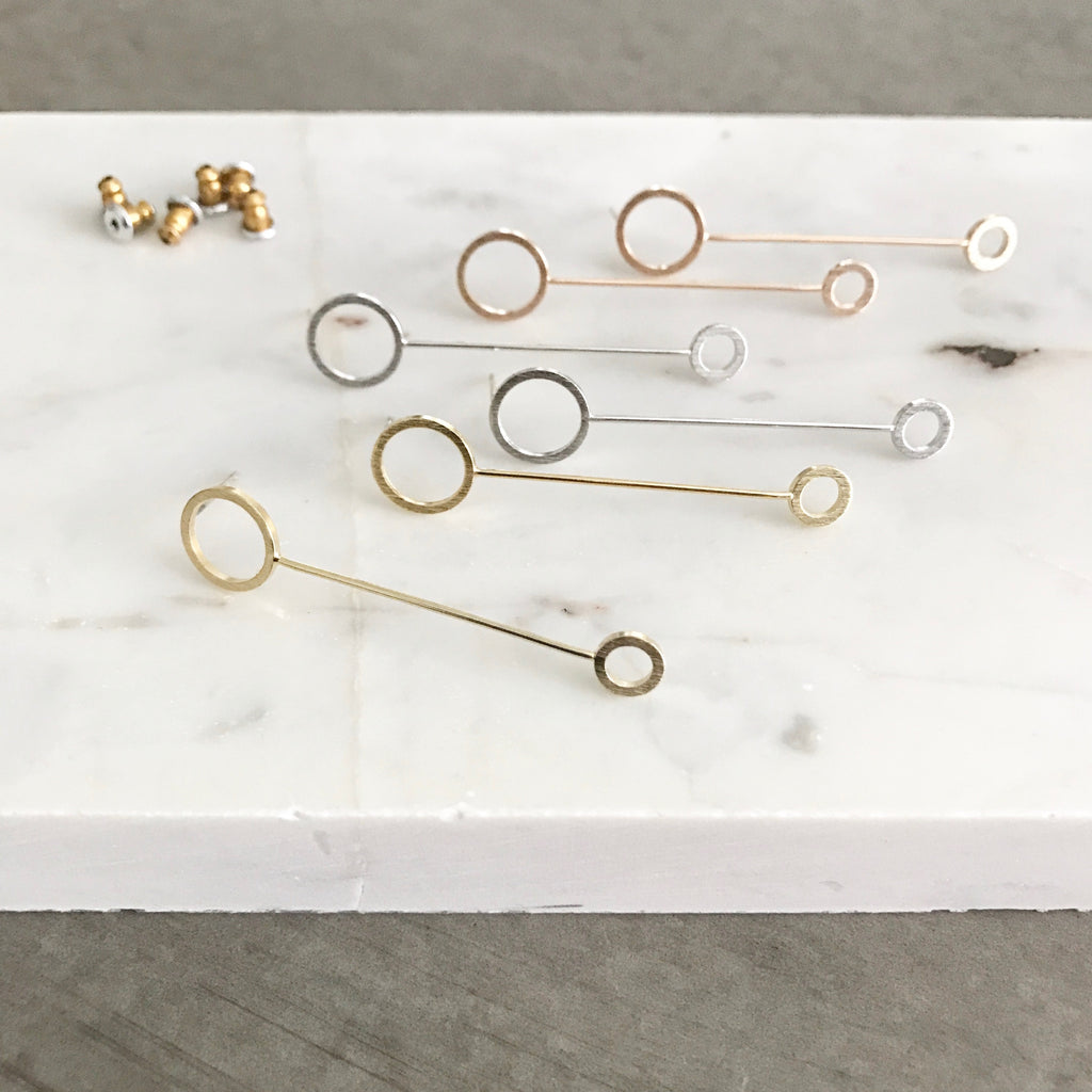 Double Circle Stick Earrings