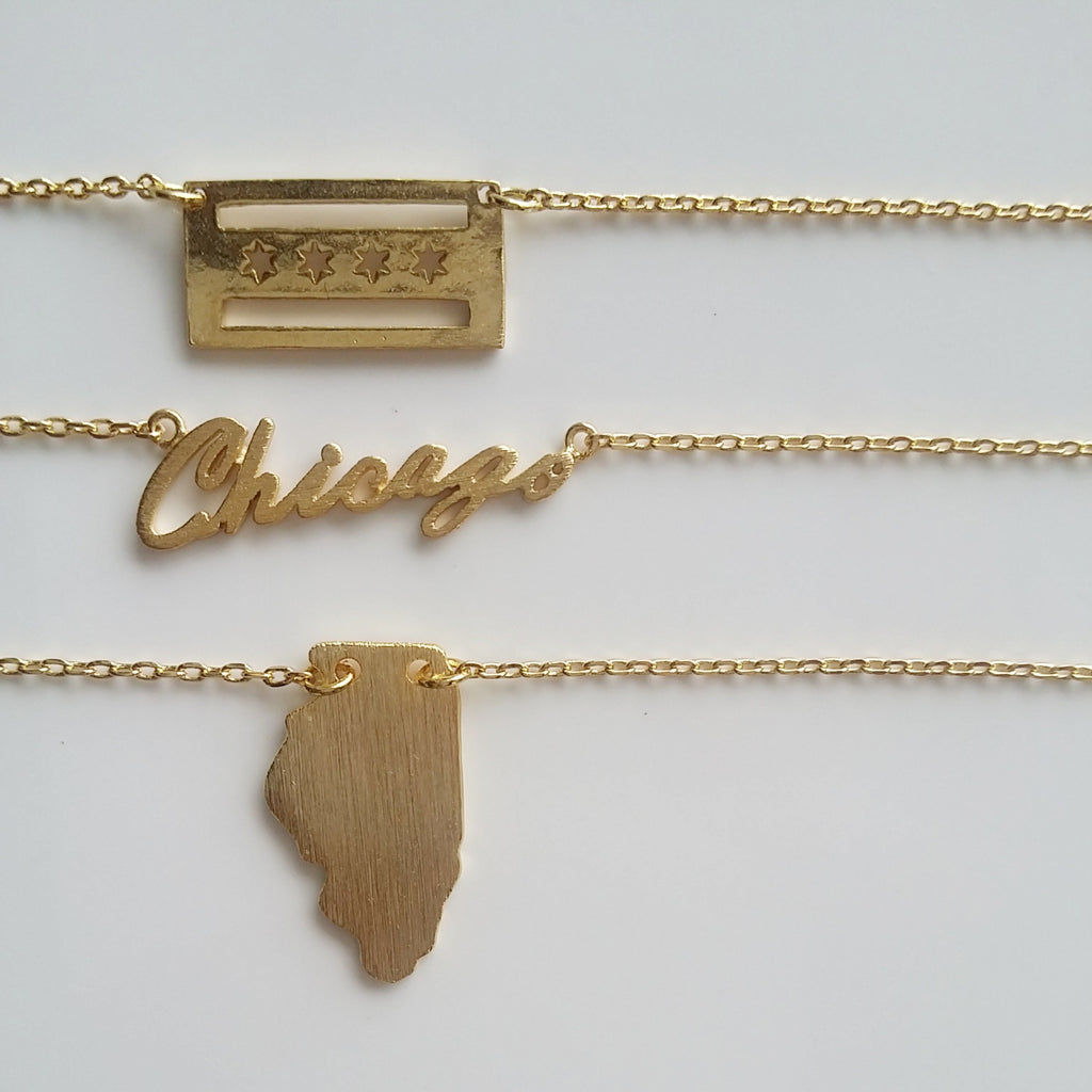 Chicago Flag Necklace