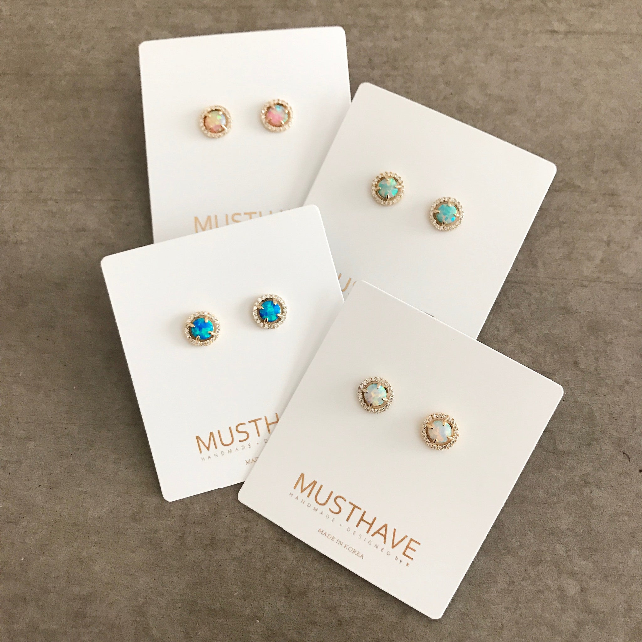Opal: Round Solitaire Earrings