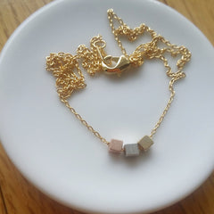 Triple Square Cluster Necklace