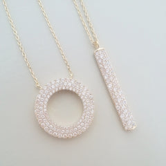 Pave Vertical Necklace (CZ)