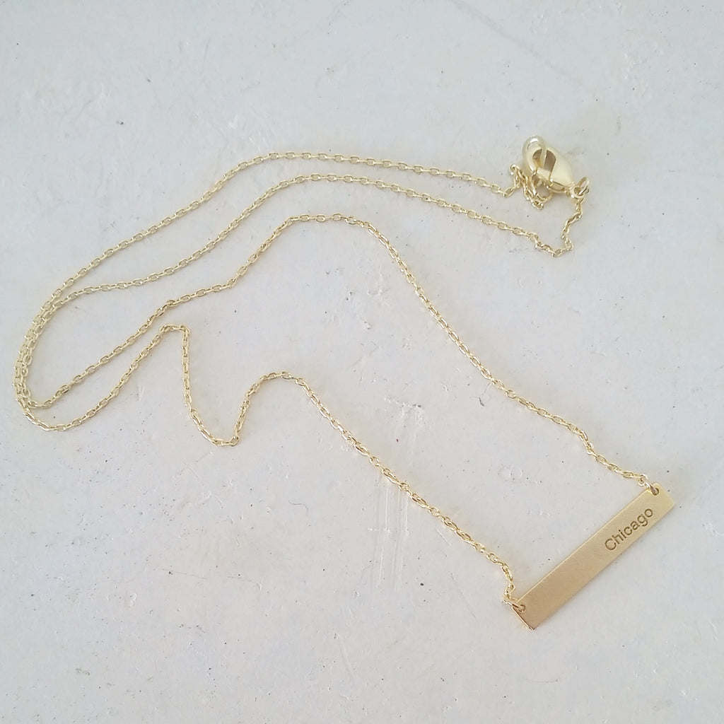 Chicago Coordinates Bar Necklace