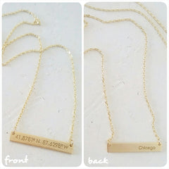 Chicago Coordinates Bar Necklace
