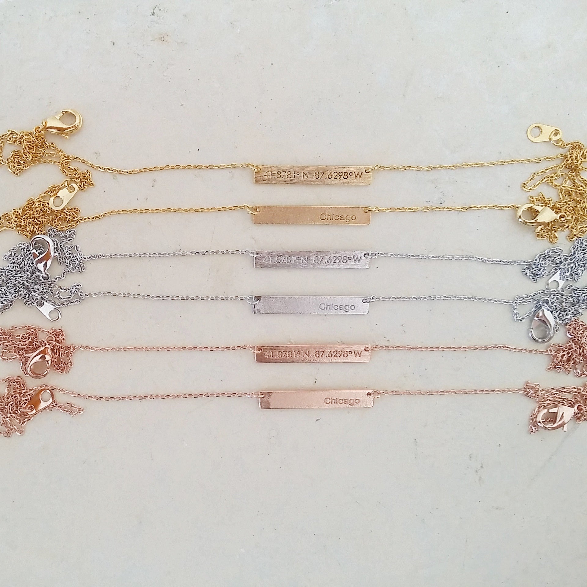 Chicago Coordinates Bar Necklace
