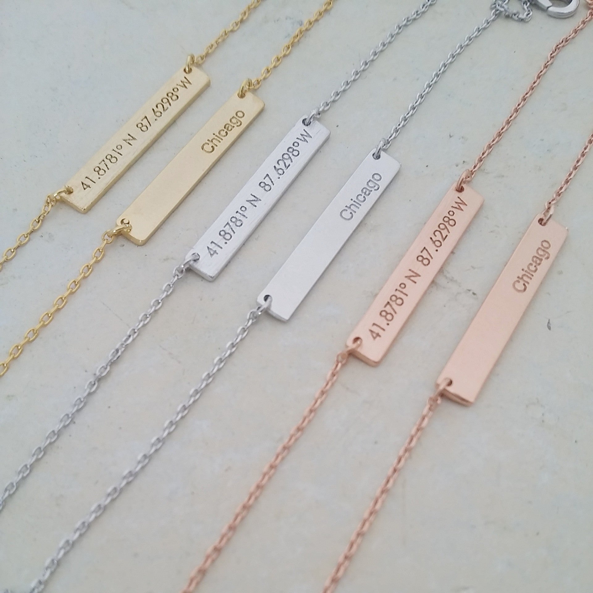 Chicago Coordinates Bar Necklace