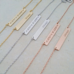 Chicago Coordinates Bar Necklace