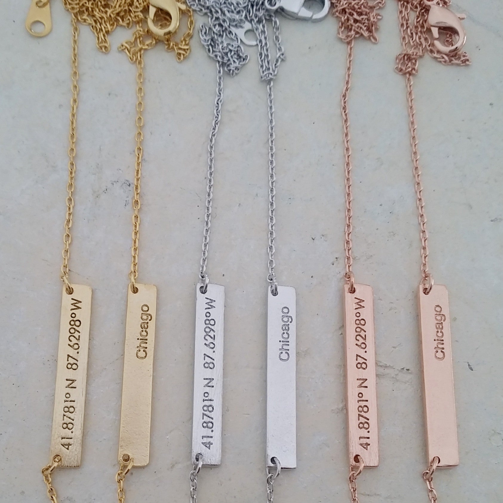 Chicago Coordinates Bar Necklace